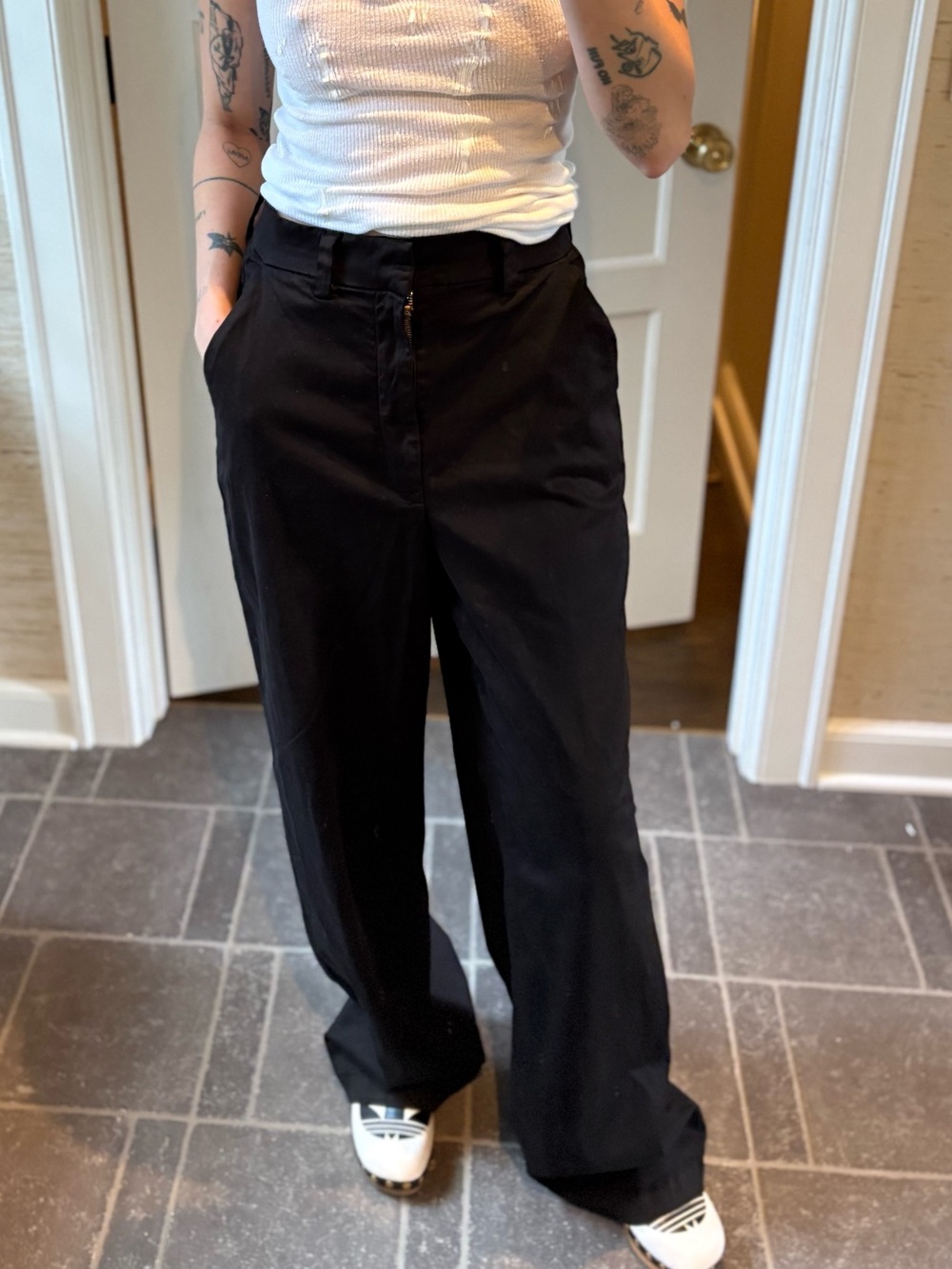 Cotton Citizen Black Wide-Leg Trousers